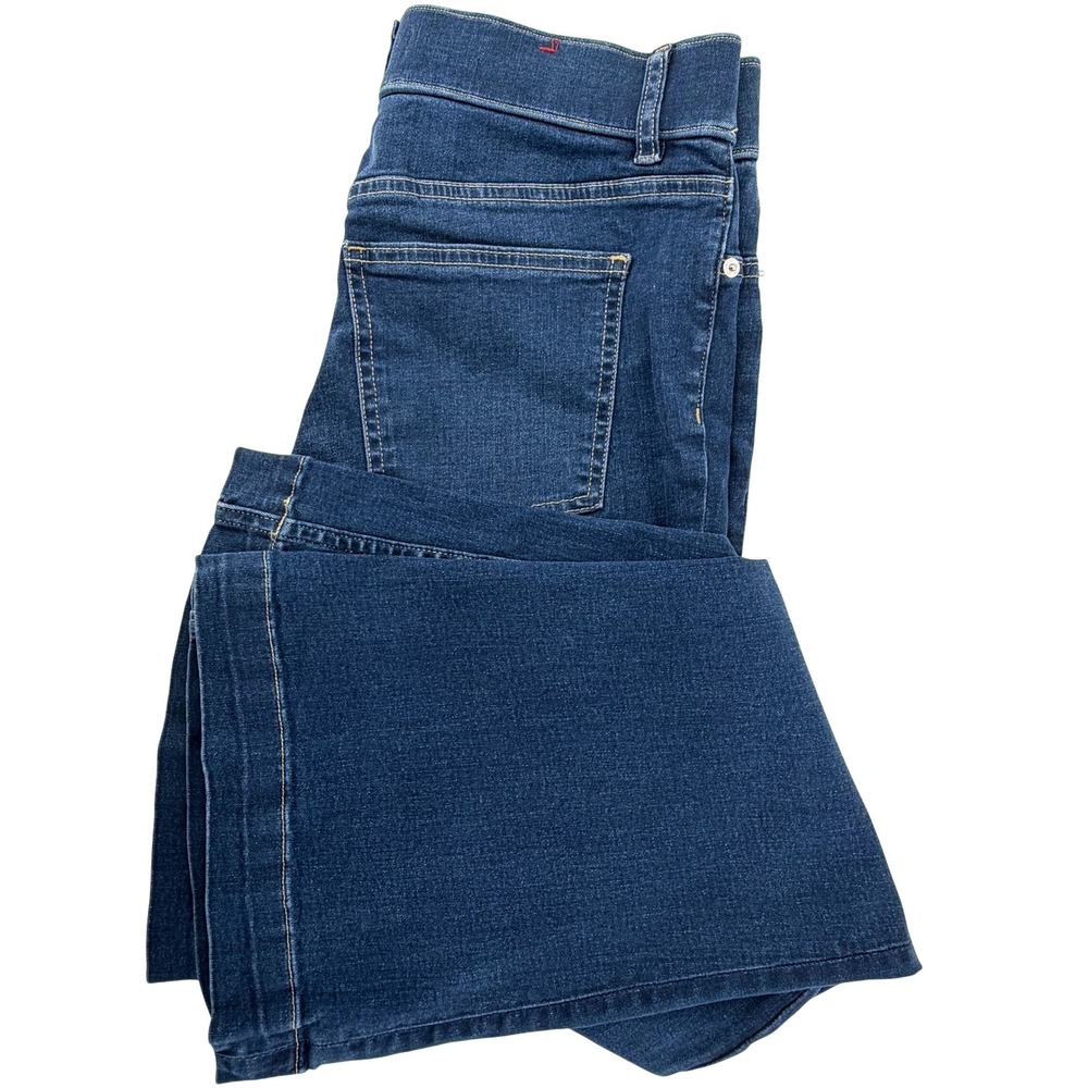 Spanx Flare Jeans Womens Medium Petite Blue Excellent Pull On Shaping Denim